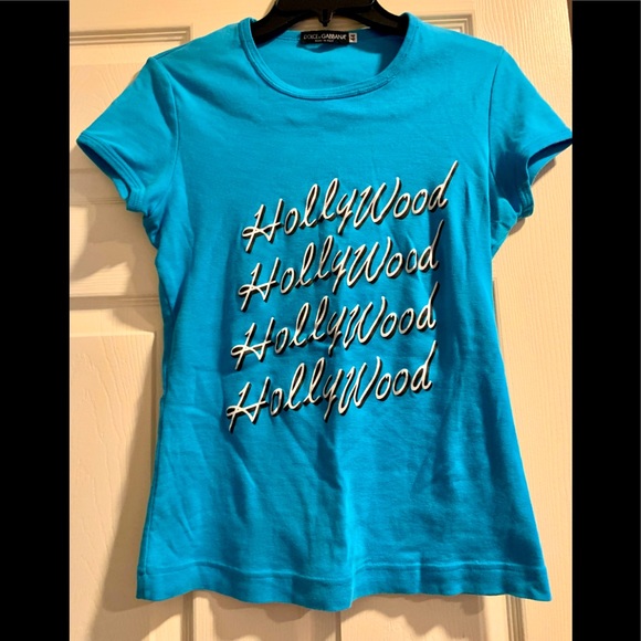 Dolce & Gabbana Turquoise Blue Fitted Hollywood T-shirt - Picture 4 of 8